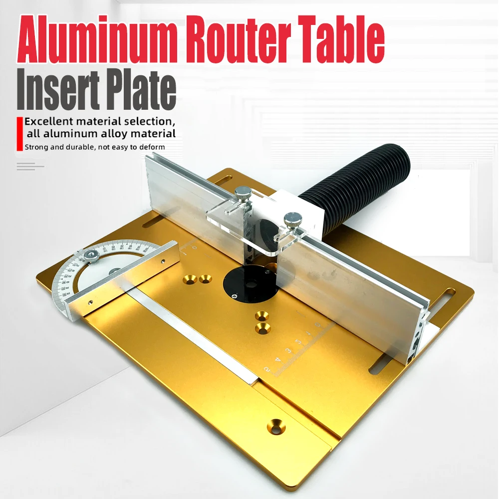 Aluminum Router Table Insert Plate W Miter Gauge for Woodworking Benches Table Saw Multifunctional Trimmer Engraving Machine