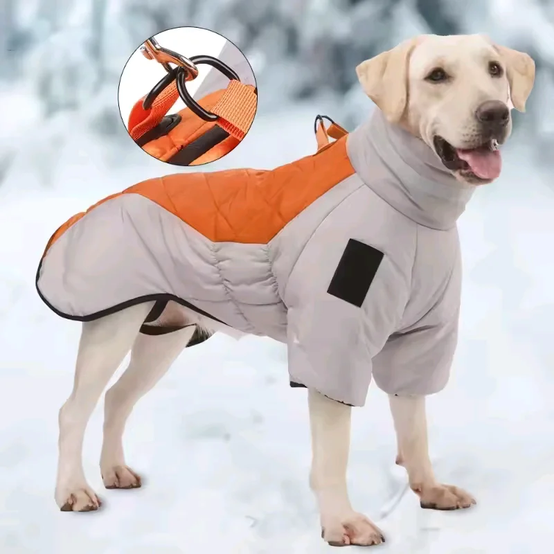 

Autumn Winter Large Dog WarmClothes Waterproof Big Dog Jacket Vest With High Collar Pet Dog Coat Clothing For French Bulldog