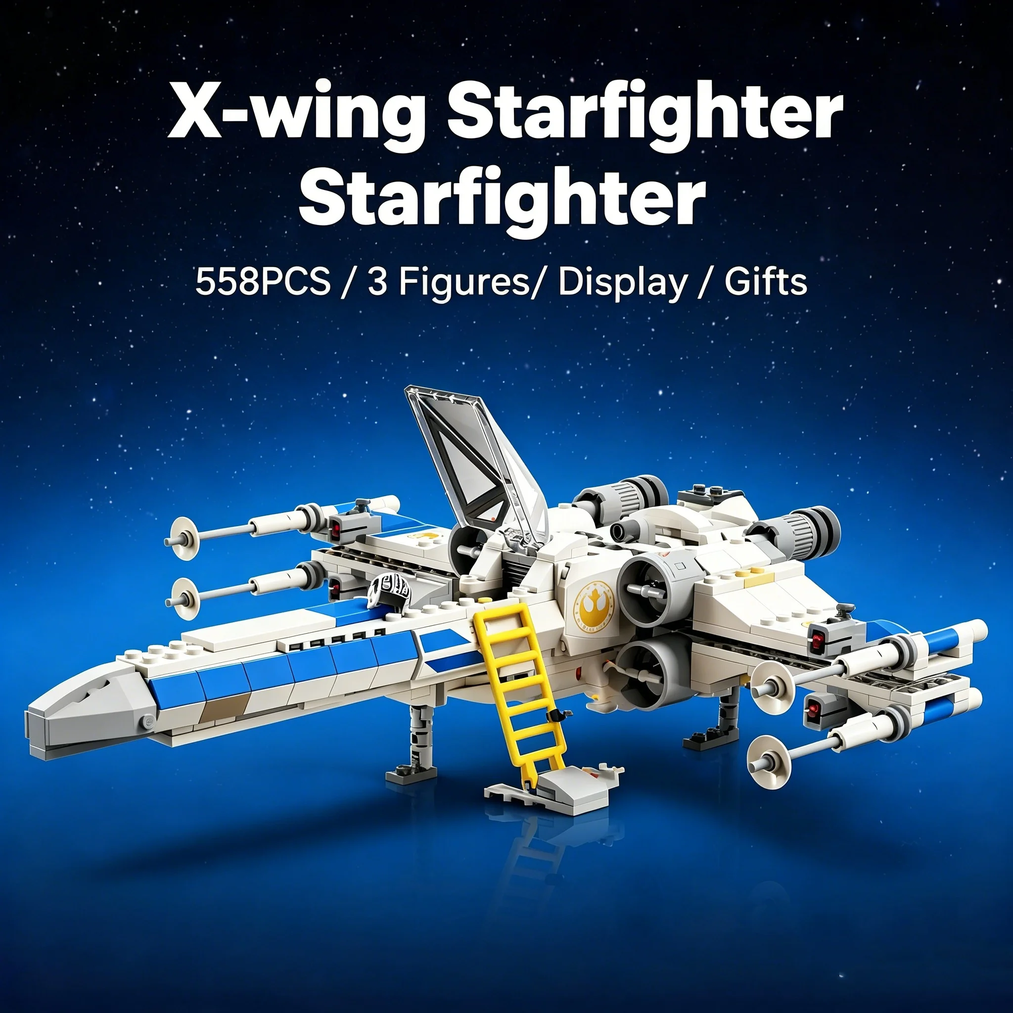 Image of 2026 Space 558 Teile NEUES X-Wing Starfighter Baustein-Set Zusammengebautes Modell Geschenke für Sammler