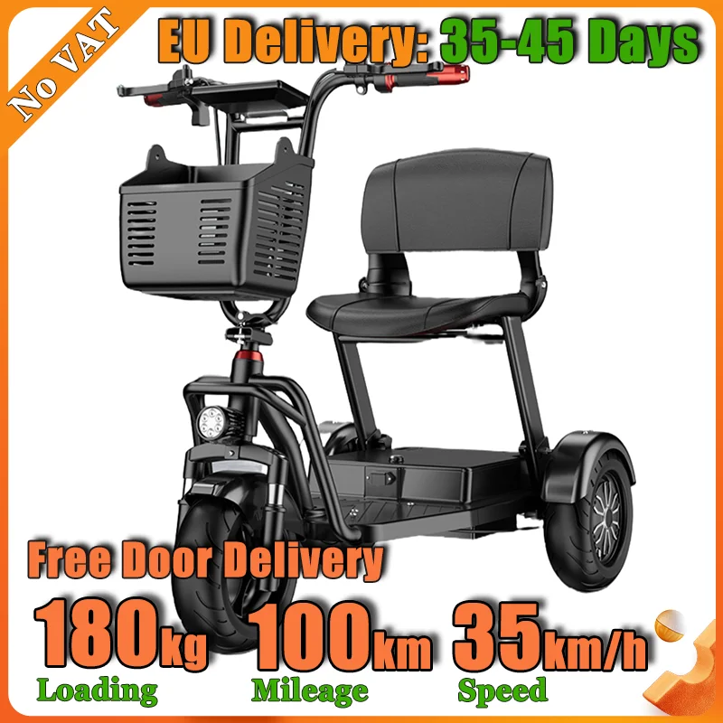 Lightweight Foldable 3 Wheel Mobility Scooter With Removable Lithium Battery Remote Anti Theft System For Elderly Travel Storage