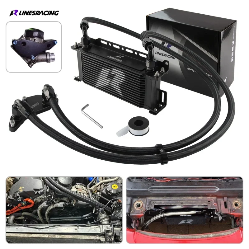 Ölkühler-Set für BMW N54/N55 AN10 15-reihiger Upgrade-Thermostat-Adapter E90 E91 Z4 sDrive35i/s 3.0L Motor Schwarz/Silber Aluminium