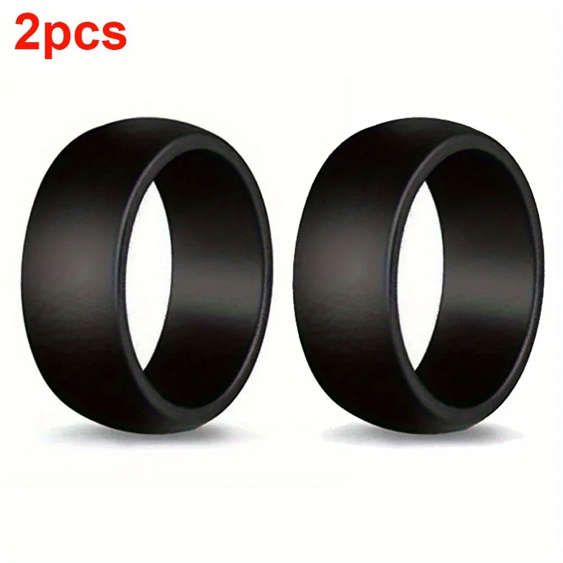 

2pcs 8.7mm Silicone Wedding Ring Finger Rubber Bands Hypoallergenic Flexible Soft Comfortable Rings for Men Sports Running