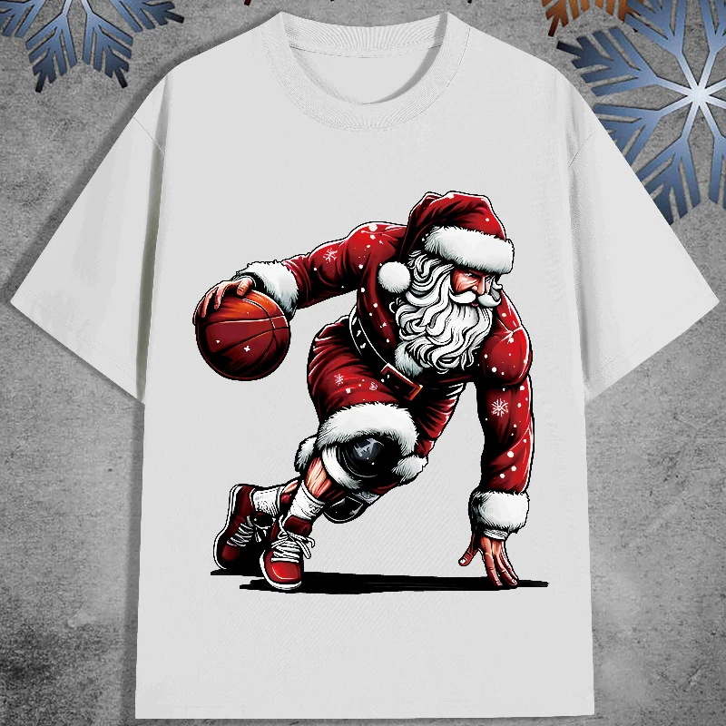 

Christmas Santa Claus T Shirt Streetwear Women's Unisex Style Oversized Cotton Men's Tops Tees Casual Trendy Short Sleeve O-Neck