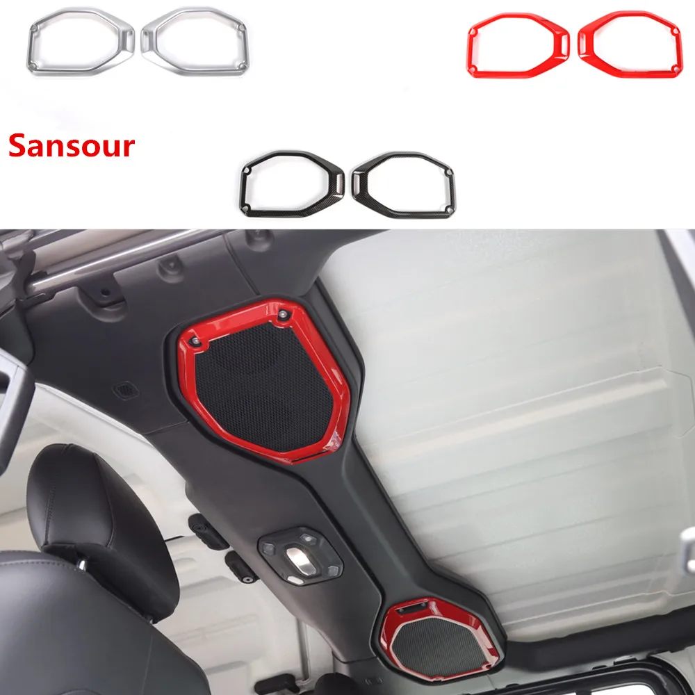 

Sansour Car Roof Speaker Ring Decoration Cover Sticker Accessories for Jeep Wrangler JL 2018+ for Jeep Gladiator JT 2018+