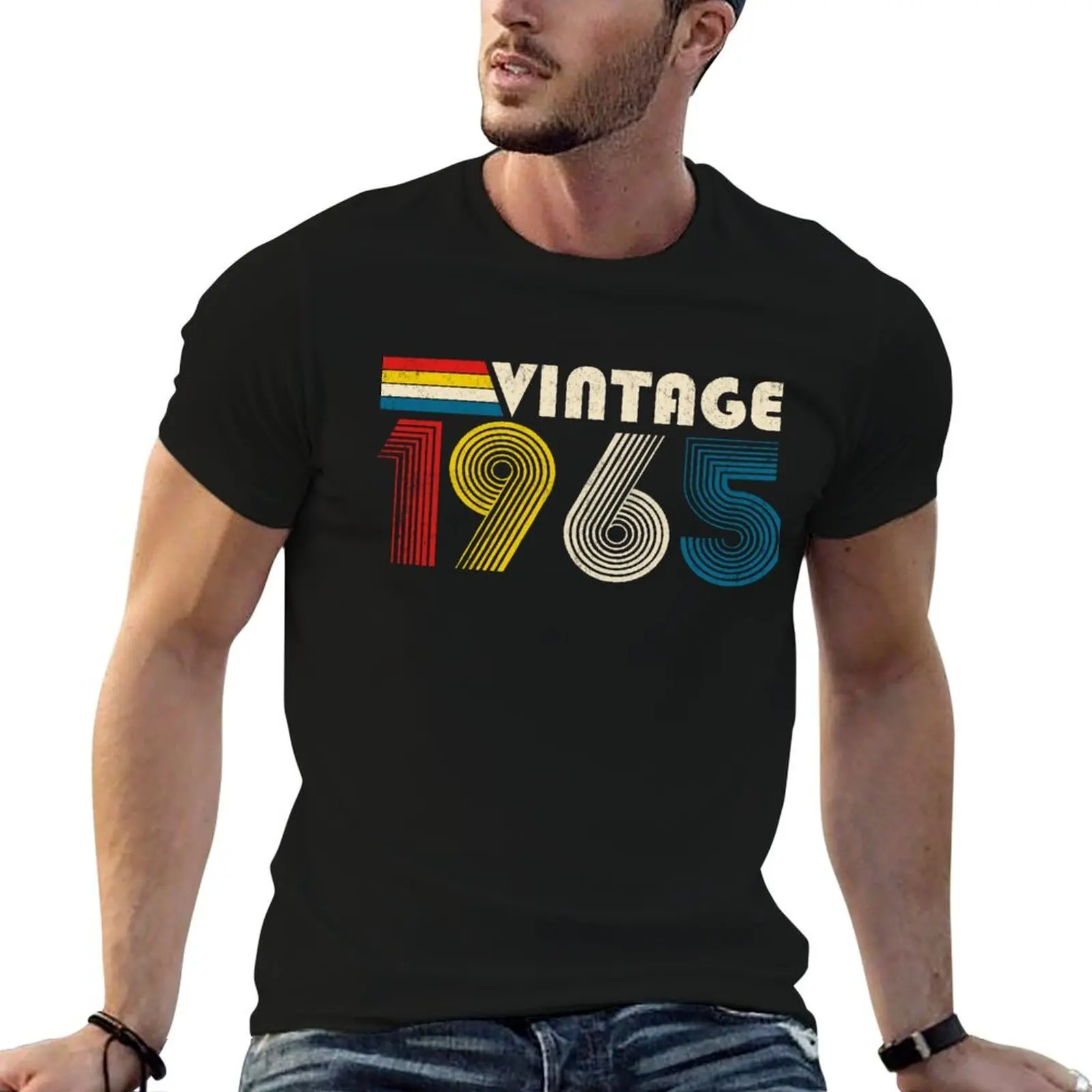 

Vintage 1965, 60th Birthday Gift Distressed Design Funny T-Shirt graphic t shirts for man cotton t shirt pack T-Shirt