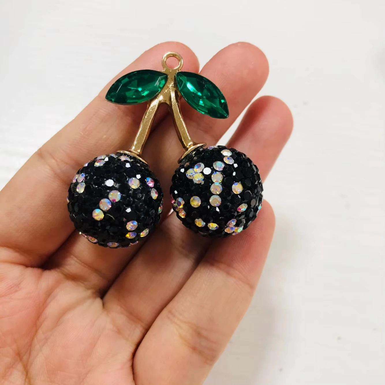 2 pçs retro legal série preta cereja borboleta saco de dinheiro arco parte traseira plana strass encantos lixo caso do telefone espelho decorações