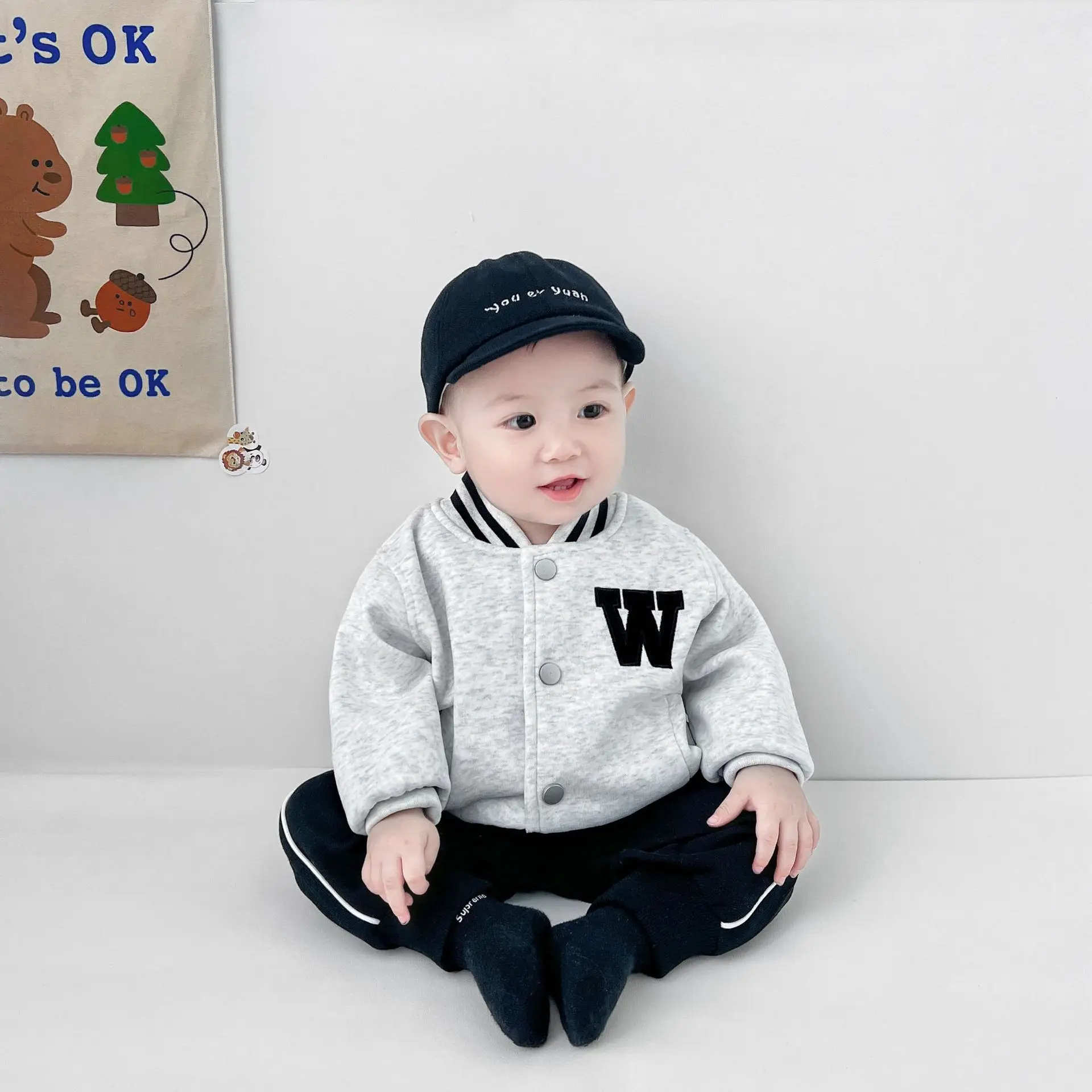

Kids Baseball Jacket 2025 Embroidered Short Coat for Baby Boy Girl, Autumn Winter Fashion Outerwear, Infant Toddler Jacket