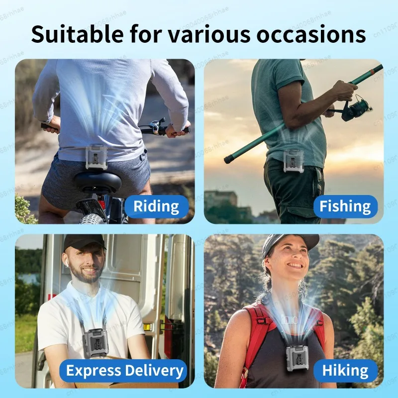 Portable Waist Fan Hanging Neck Fan 5 Speed Strong Wind with LED Lighting for Sports Courier Outdoor Working 10000/20000mAh view 6