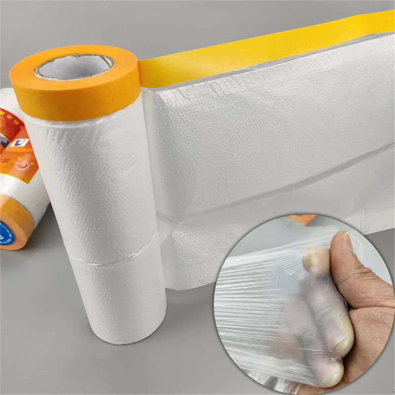 Pre Taped Masking Film Painters Plastic Sheeting Film Tape Car Paint Masking Film Automotive Painting Covering Furniture Tapes