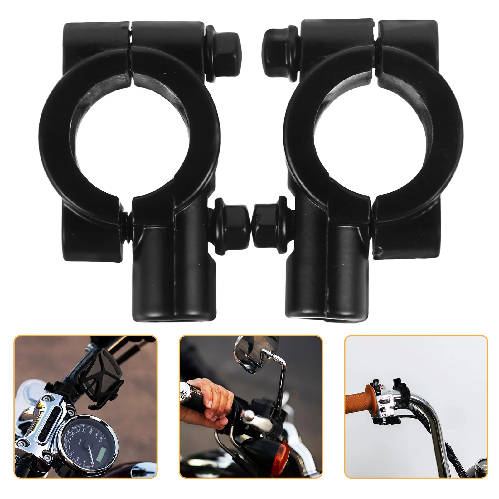 

1Pair 10Mm Universal Motorcycle Handlebar Mirror Mount Adapter Black Rearview Bracket Holder For Electric Vehicle Durable Iron