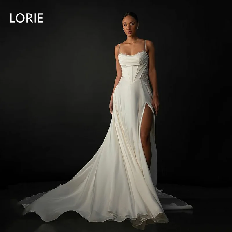 

LORIE Applique A-line Lace Boho Wedding Dresses vestidos de novia Sexy Side Split Bridal Gown Wedding Gowns Customized 2025