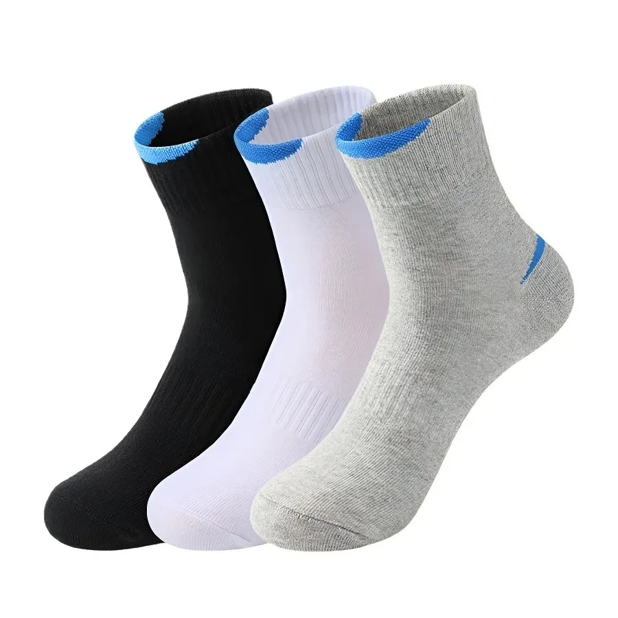 

Men's Cotton Sports Socks, Breathable Cushioned Athletic Crew Socks, Anti-Sweat Casual Running Socks for Men Daily Wear