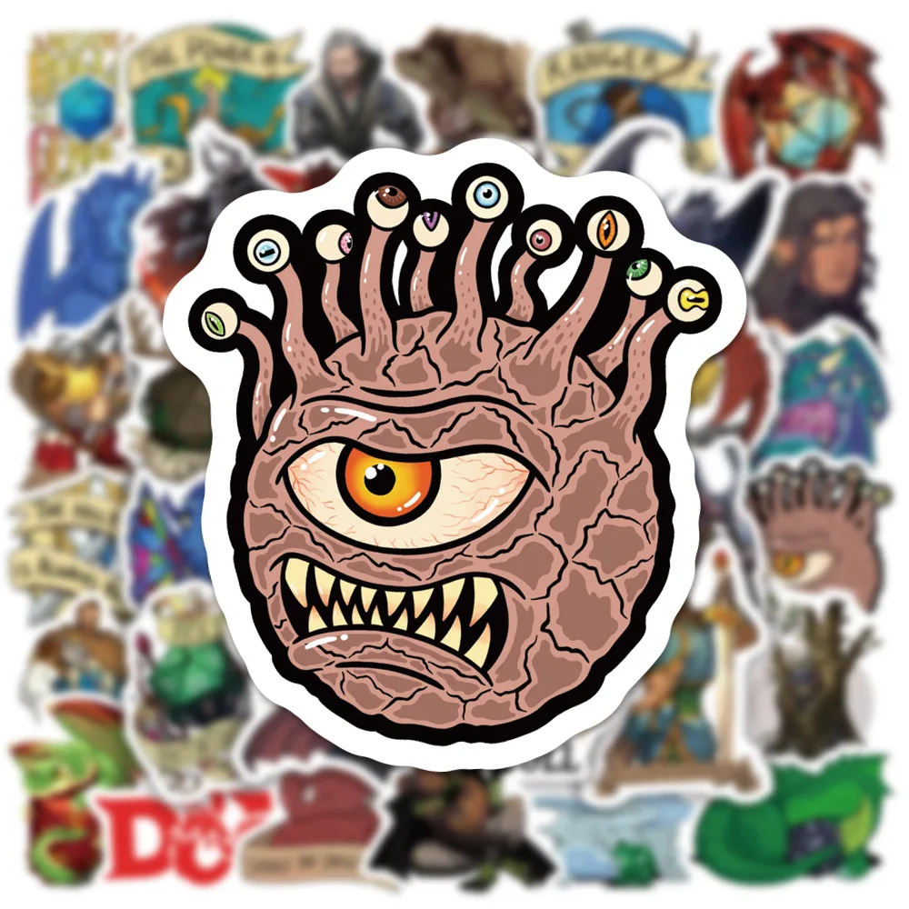 50Pcs Dungeons DND Dragons Gifts Stickers Pack, Dragon Stickers for Kids Teens Adults Glueewee Vinyl Waterproof Stickers