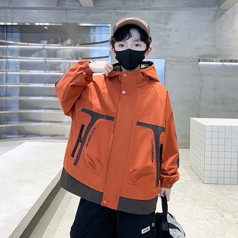 

Spring Autumn New Boys Trench Jacket Children Windproof Hooded Outerwear 5-14Years Kids Clothes Windbreaker Coats 2026