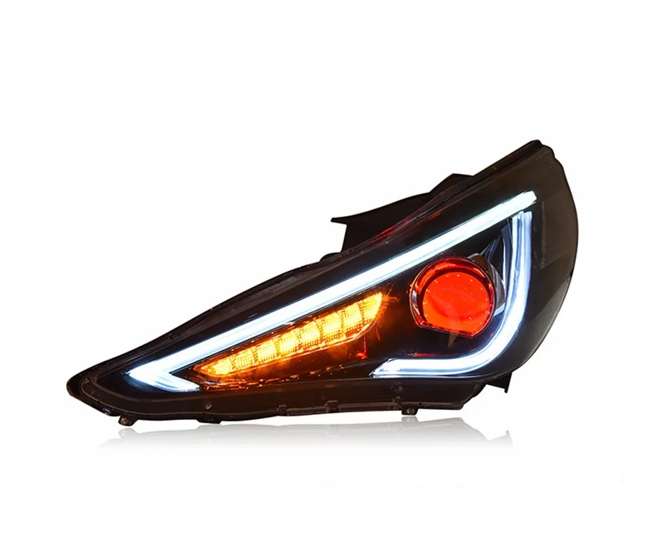 LED Head Lamp W/ Sequential (With Demon Eyes and Without  Eye styles) YAA-SNT-0171B For Hyundai Sonata 2010-2015