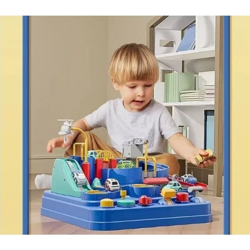 Children's Puzzle Toys Children's Electric Rail Challenge Adventure Small Train Rail Car Parking Lot Inertial Sliding