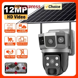 6K 12MP HD Outdoor Solar Camera Built in Battery No Power Waterproof 4G SIM Card WIFI IP CCTV Video Surveilance  AI Track Camera