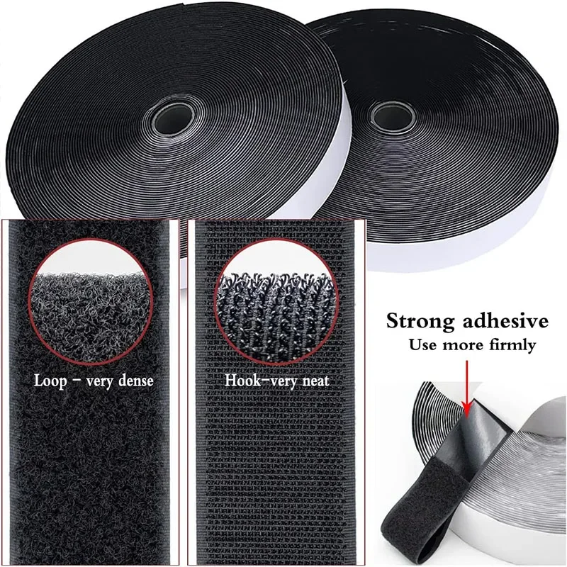 16/20/30/50/100mm 1Meter Strong Self Adhesive Hook and Loop Fastener Tape Double Sided Adhesive Tape with Glue Sticker Tape