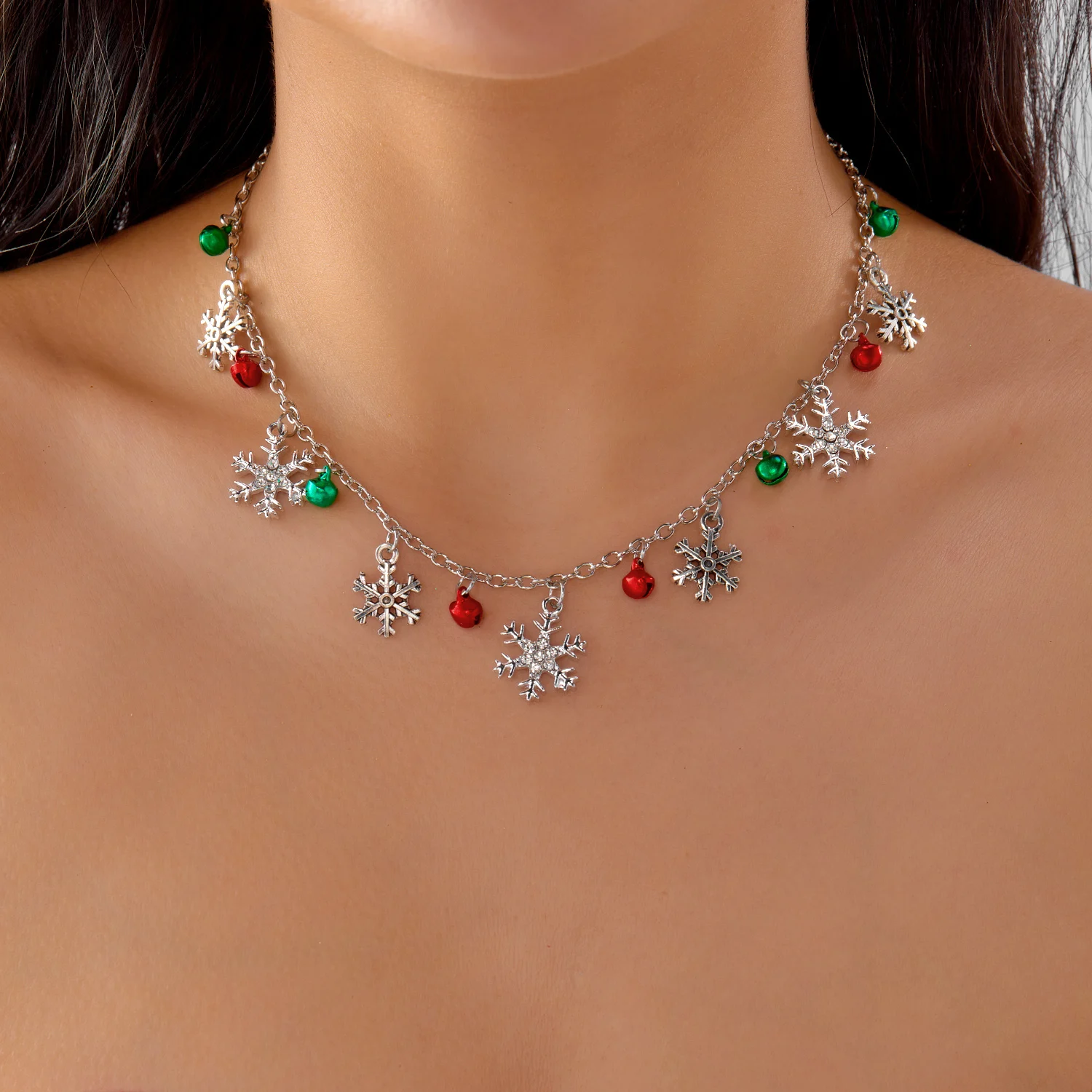Exquisite Weihnachten Zirkon Schneeflocke Metall Kette Halskette Für Frauen Weihnachten Baum Elch Schneemann Candy Halsband Festival Schmuck Geschenke