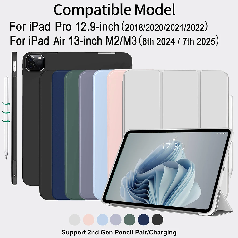 

Чехол для iPad Air 13-дюймовый (M3 2025/M2 2024)/iPad Pro 12,9 дюймов (чехол 6-го/5/4/3-го поколения 2022/2021/2020/2018)