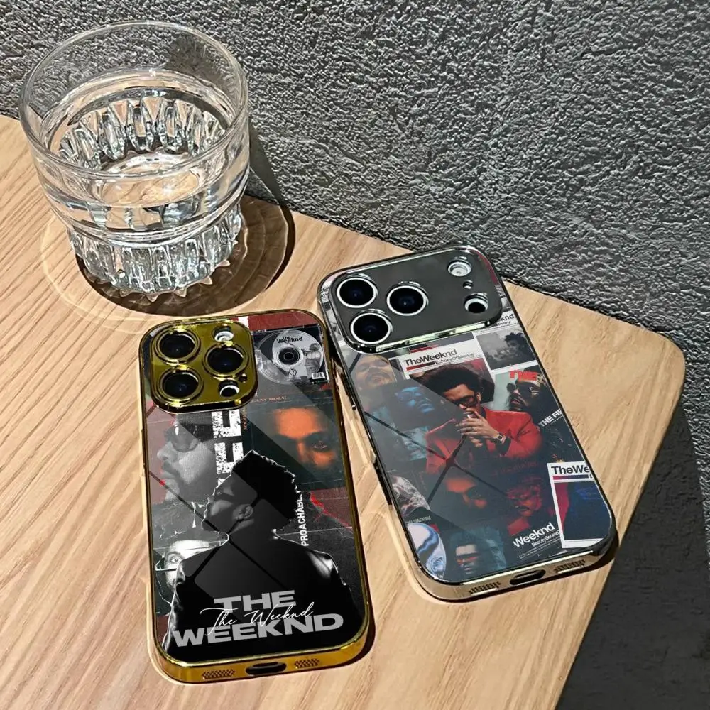 The W-Weeknds Singer Phone Case For IPhone 17 16 15 14 13 12 Pro Max Plus Electroplated Metal Bumper Shockproof Case