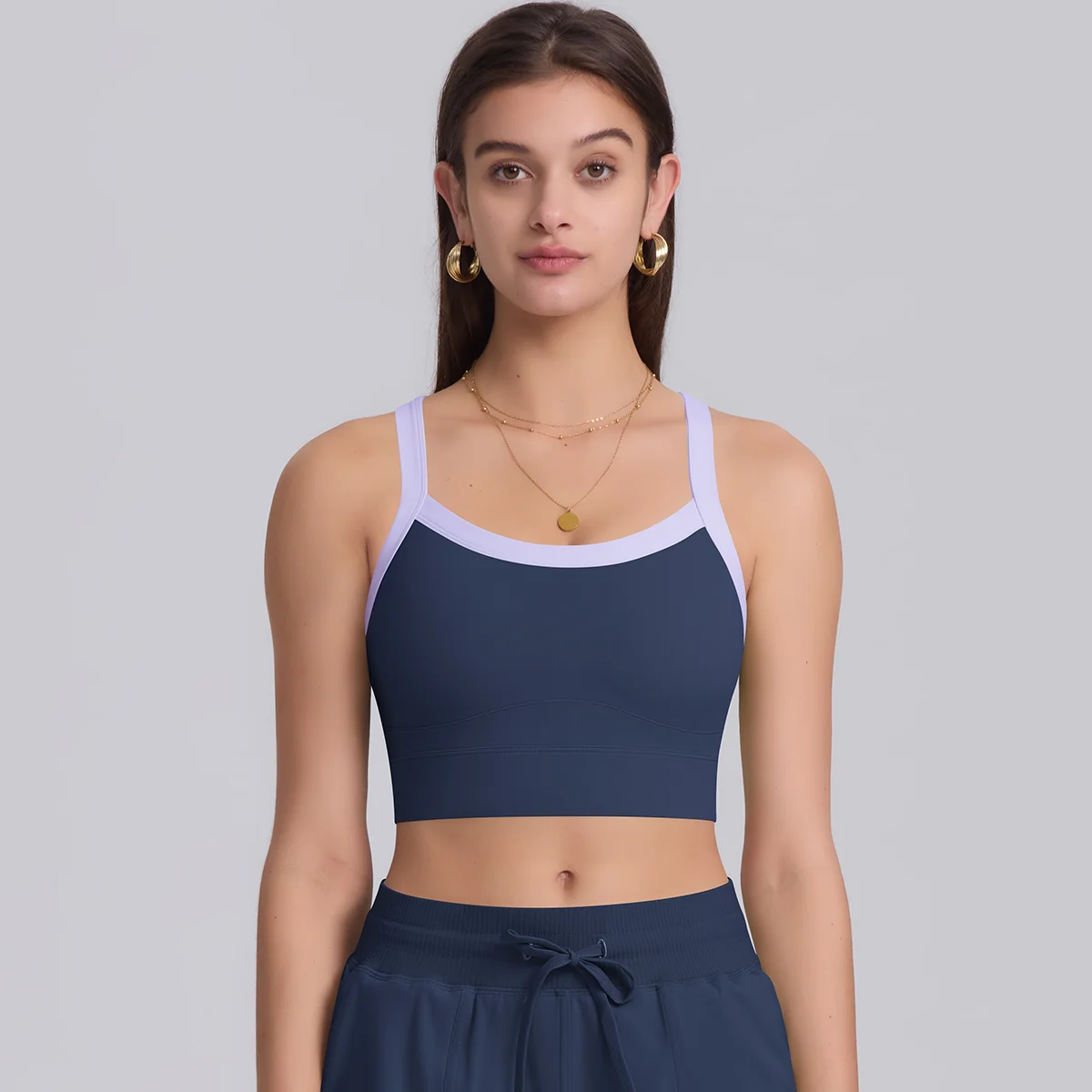 Hamidou-Sujetador deportivo de nailon para mujer, camiseta sin mangas de Color sólido, transpirable, de secado rápido - details 11
