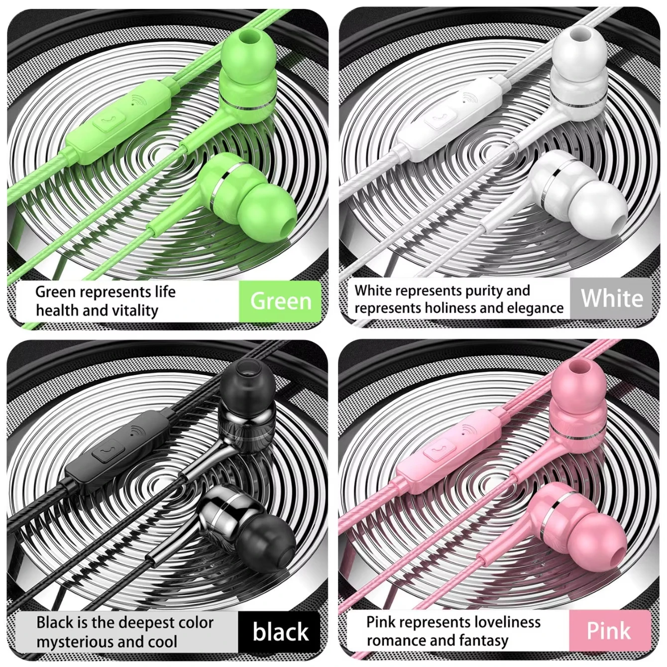 NNBILI 1-4pcs 3.5mm Wired Earphone In Ear HIFI Heavy Bass Earbuds Monitor Sports Stereo Music Gaming Headphone with Microphone