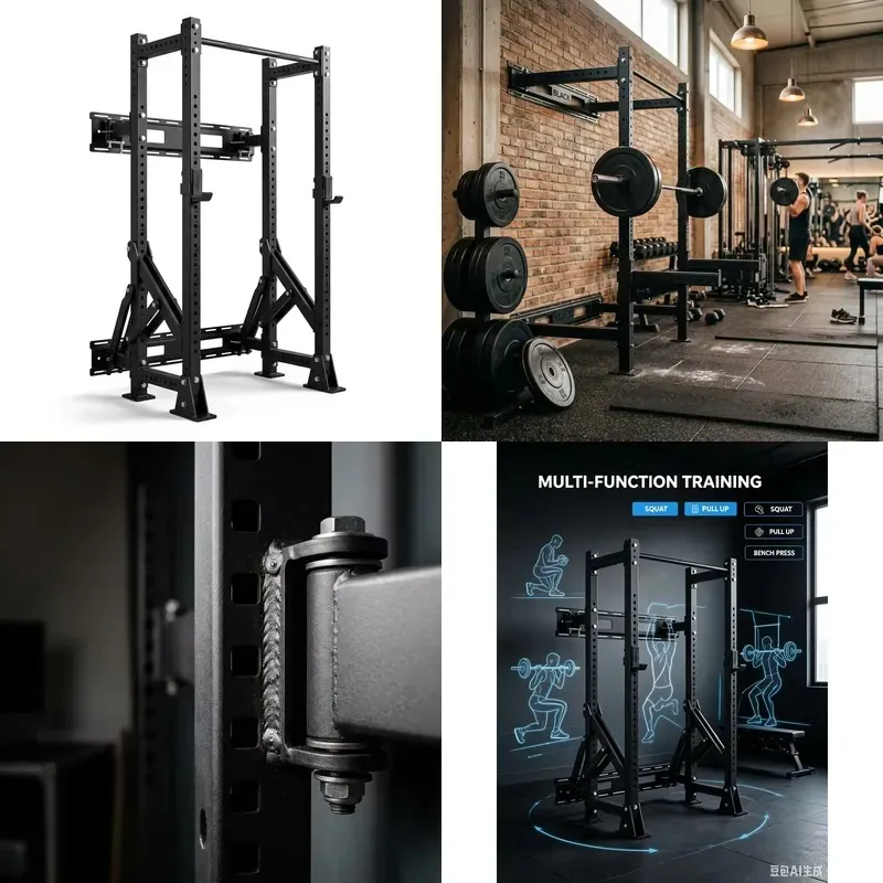 Premium 80x80 Folding Heavy Duty Commercial Steel Weightlifting Rack Cage for Strength Training