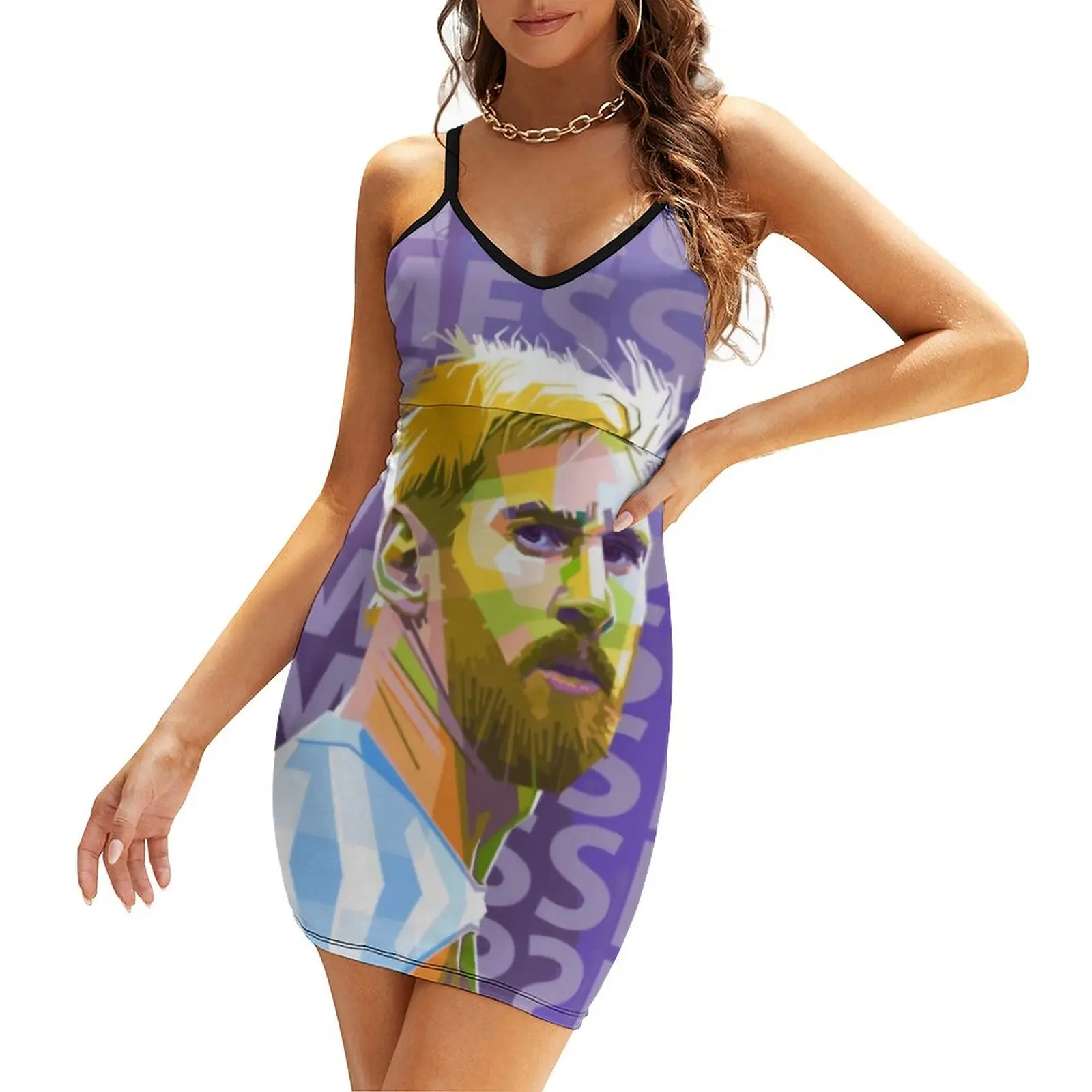 Argentina Lioneler And Messi (6) Creative Exotic  Woman's Dress Women's Sling Dress Novelty  Clubs Dresses