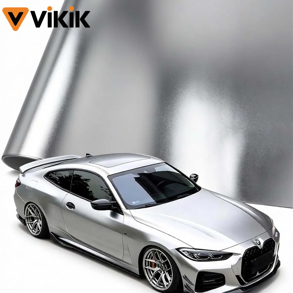 Motorcycle Wrap Car Vinyl Film PET Matte Metallic Chrome Alexander Silver Vinyl Wrap with Air Release Waterproof