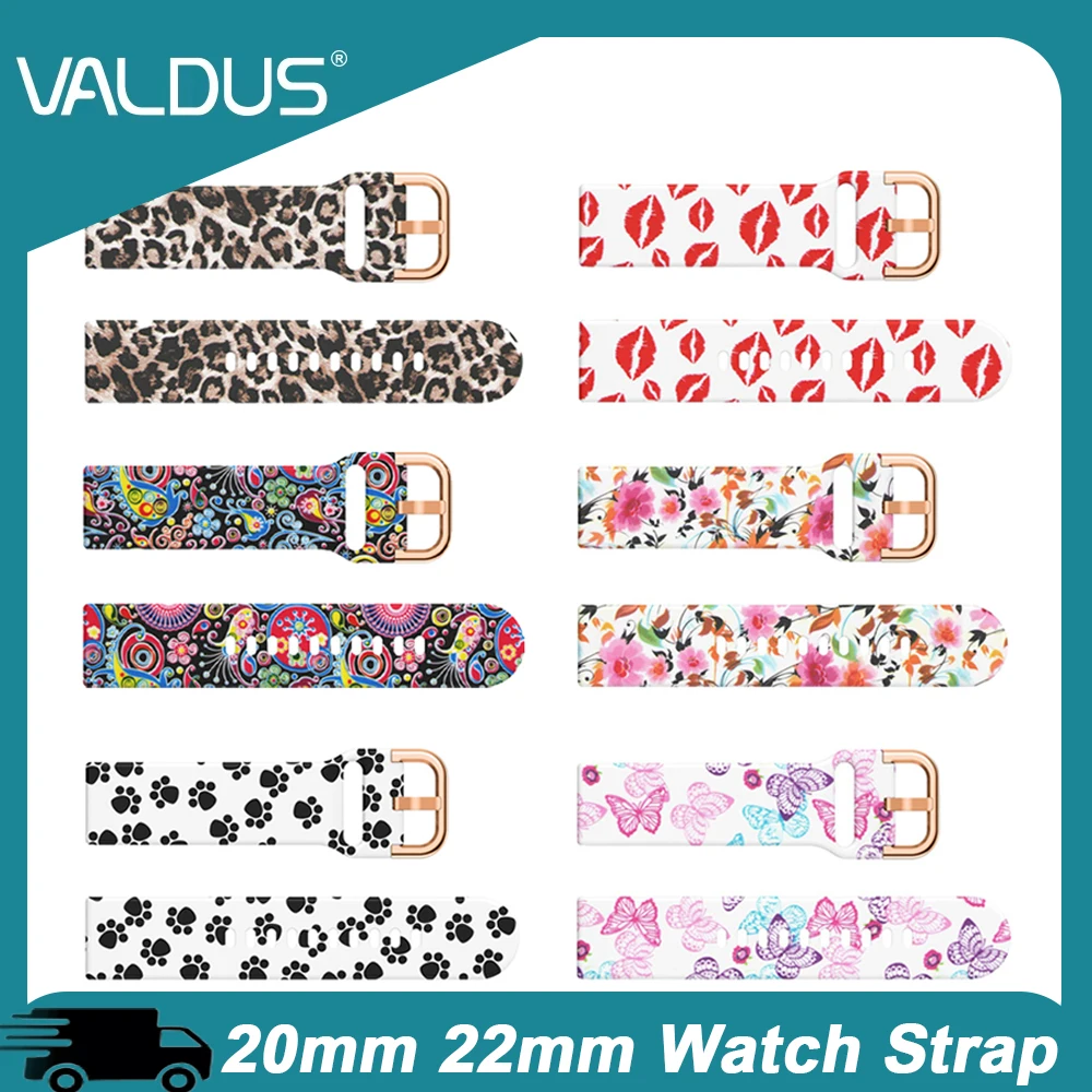 

VALDUS 2025 New Printed Strap 20mm 22mm Women men For HUAWEI Samsung Smartwatch Solid Color Strap