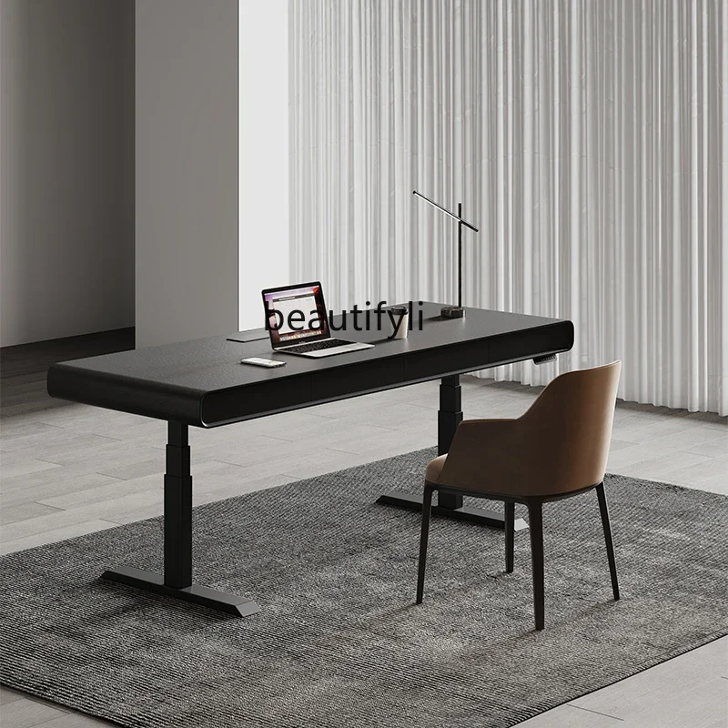 S Leichter, luxuriöser italienischer, minimalistischer Hubschreibtisch, Computer-Studientisch, doppeltes elektrisches, intelligentes Heben