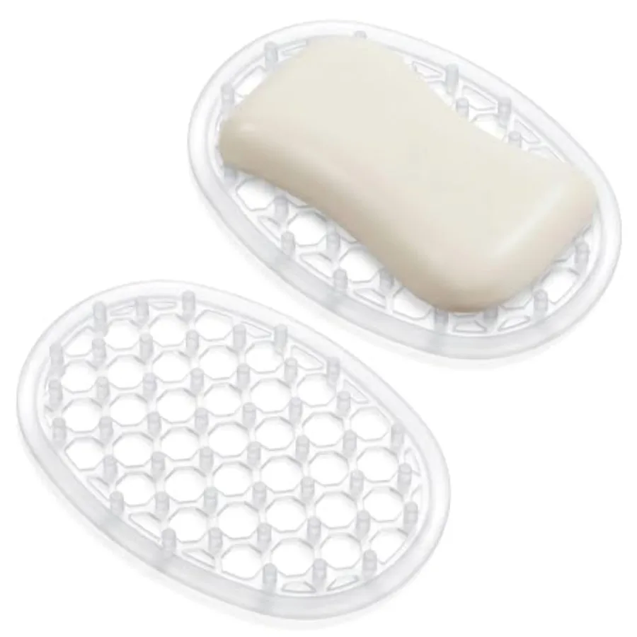 

2Pcs Silicone Soap Dish for Shower, Non-Slip Bar Soap Holder with Efficient Drainage Holes for Kitchens, Bathrooms and Shower C