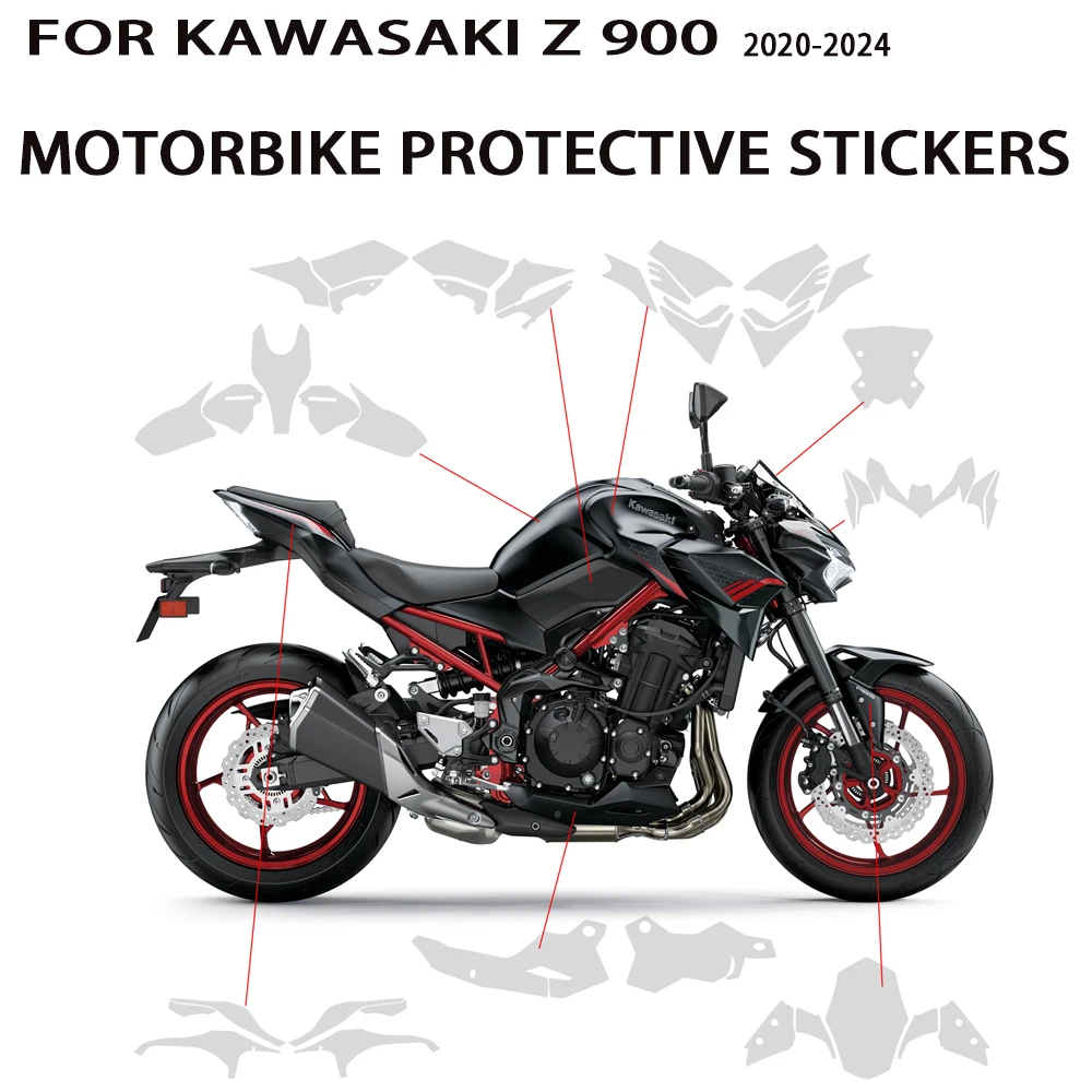 Z900 Paint Protection Film  2020-2024 For Kawasaki Z 900 PPF Motorcycle Anti-scratch TPU Z900 Windshield Protective Accessories