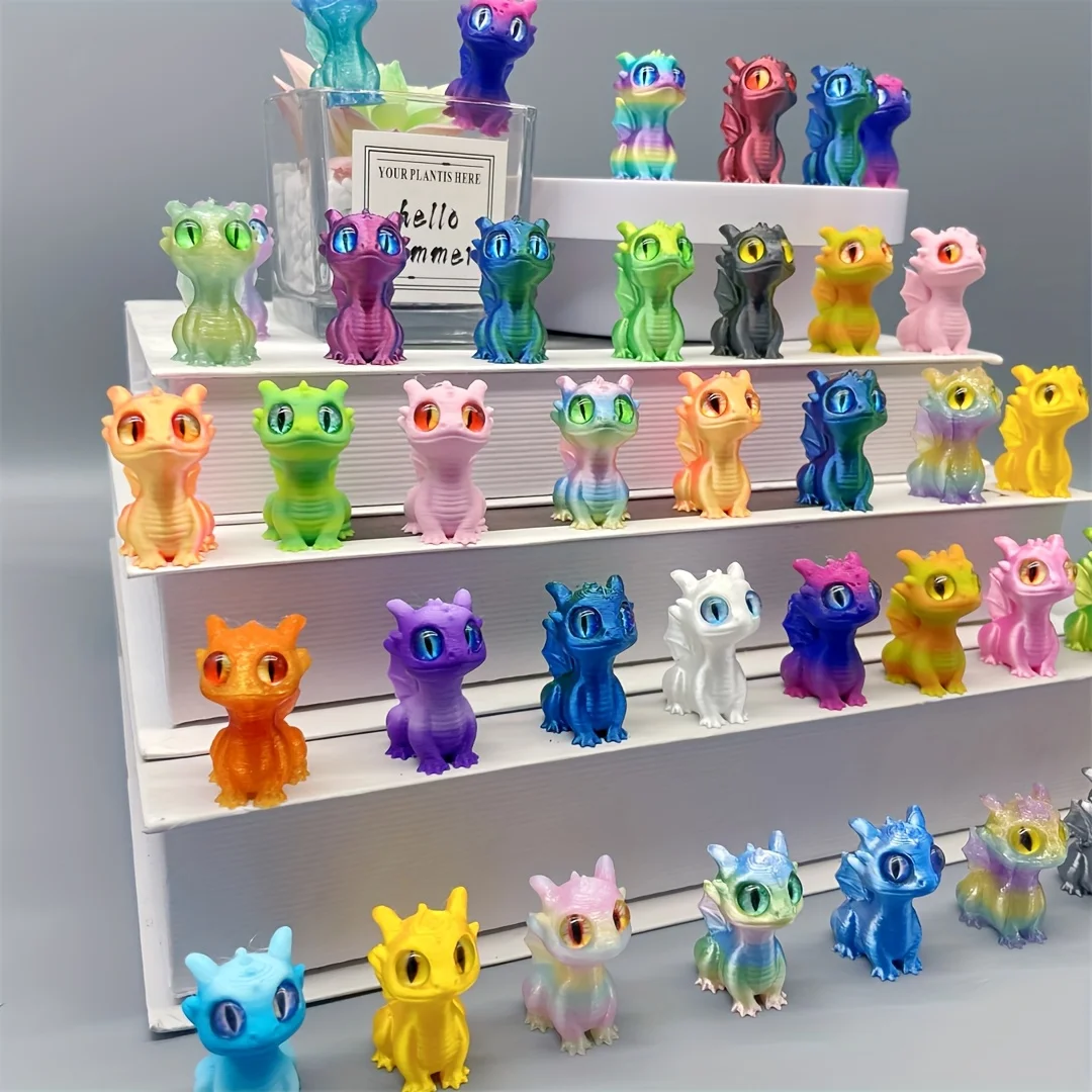 5 piezas de dragones impresos en 3D: criatura mítica articulada, adorno estético para escritorio de oficina, juguete antiestrés, nuevo