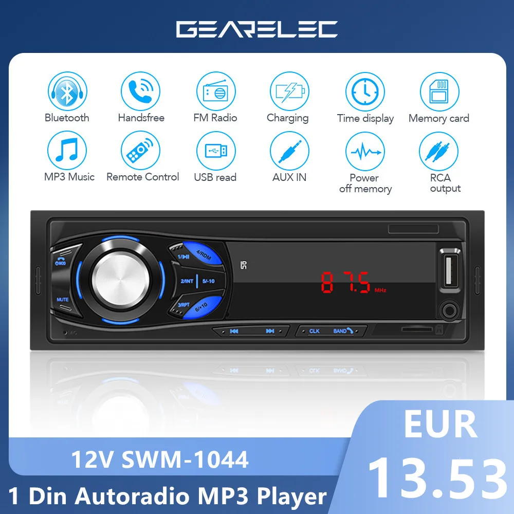 1 Din Bluetooth Autoradio Radio Car 12V SWM-1044 SD AUX-IN MP3 Player FM USB Auto Audio Stereo In-Dash Radio Car Electronics