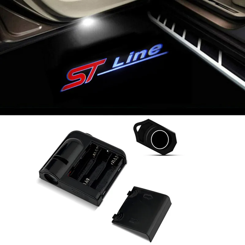 Светодиодный светильник для дверей автомобиля, автоаксессуары, лампа приветствия, логотип ST Line для Ford Fiesta Focus Mondeo F-150 Foco X Vignale