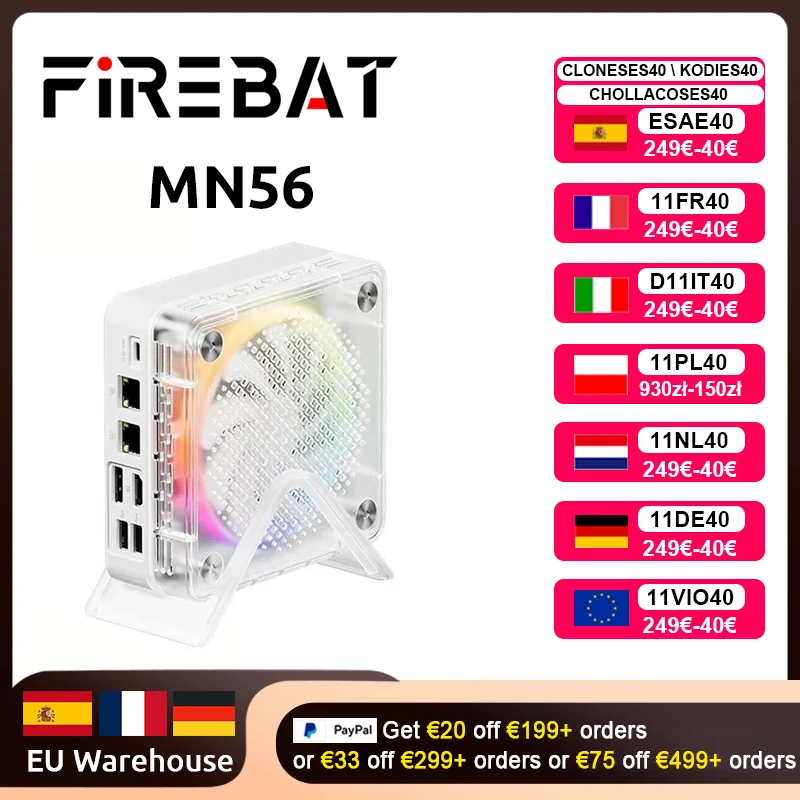 FIREBAT MN56 MINI PC AMD R7-8745HS Mini PC Windows11 DDR5 16GB + 512GB SSD 8 cœurs ordinateur de bureau BT 5.2 WIFI6 HDMI TYPE-C USB