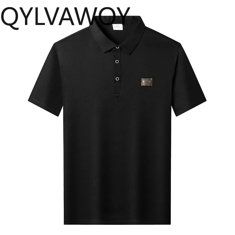 

QYLVAWOY 92.5% Mulberry Silk Polo Shirt Summer Loose Lapel T Shirts for Man Thin Men's Shirts Short Sleeve Camisas Masculina