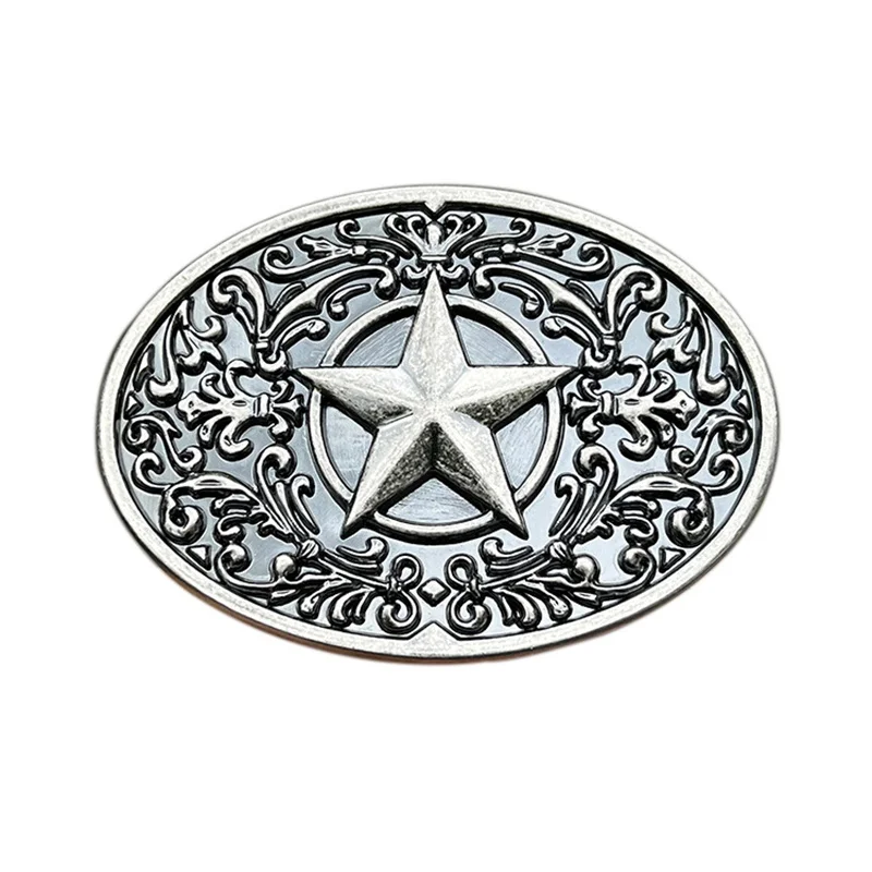 Zinc alloy five-pointed star belt buckle with western style