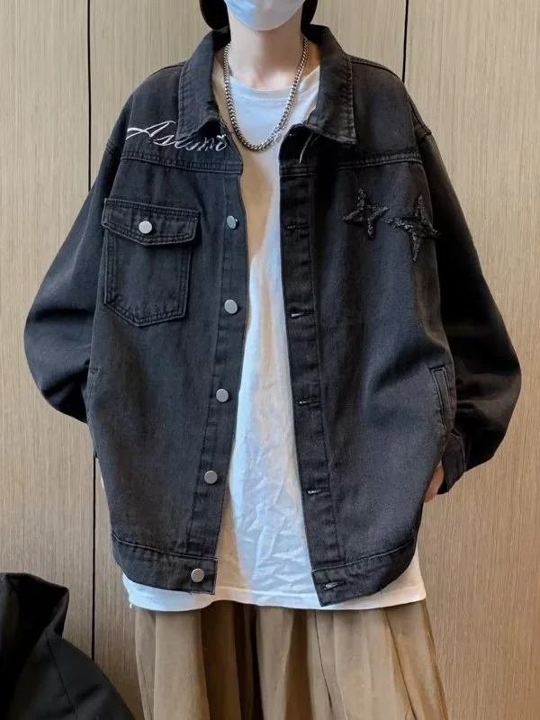 

2025 New Casual Denim Jaet Loose Men's Autumn Outerwear for Couples Teenage Cotton Blend ex Jaet Faionable Bf Sle