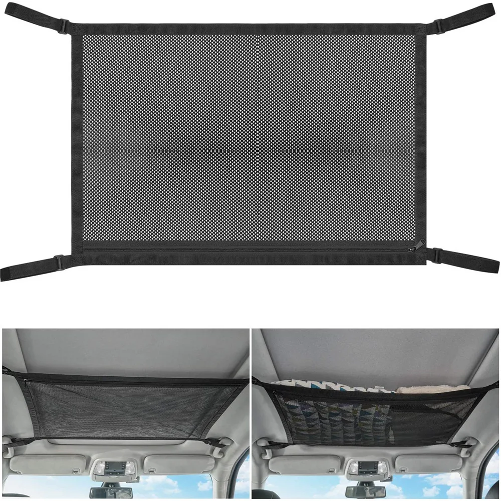 

Double-layer zipper car roof storage net