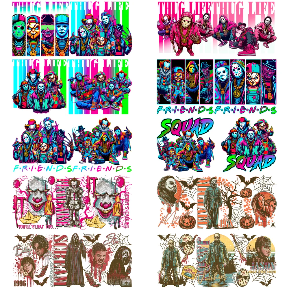 

Halloween horror Series easy peel waterproof DIY decoration decals 3D transfers uvdtf crystal sticker 16oz uv dtf cup wraps