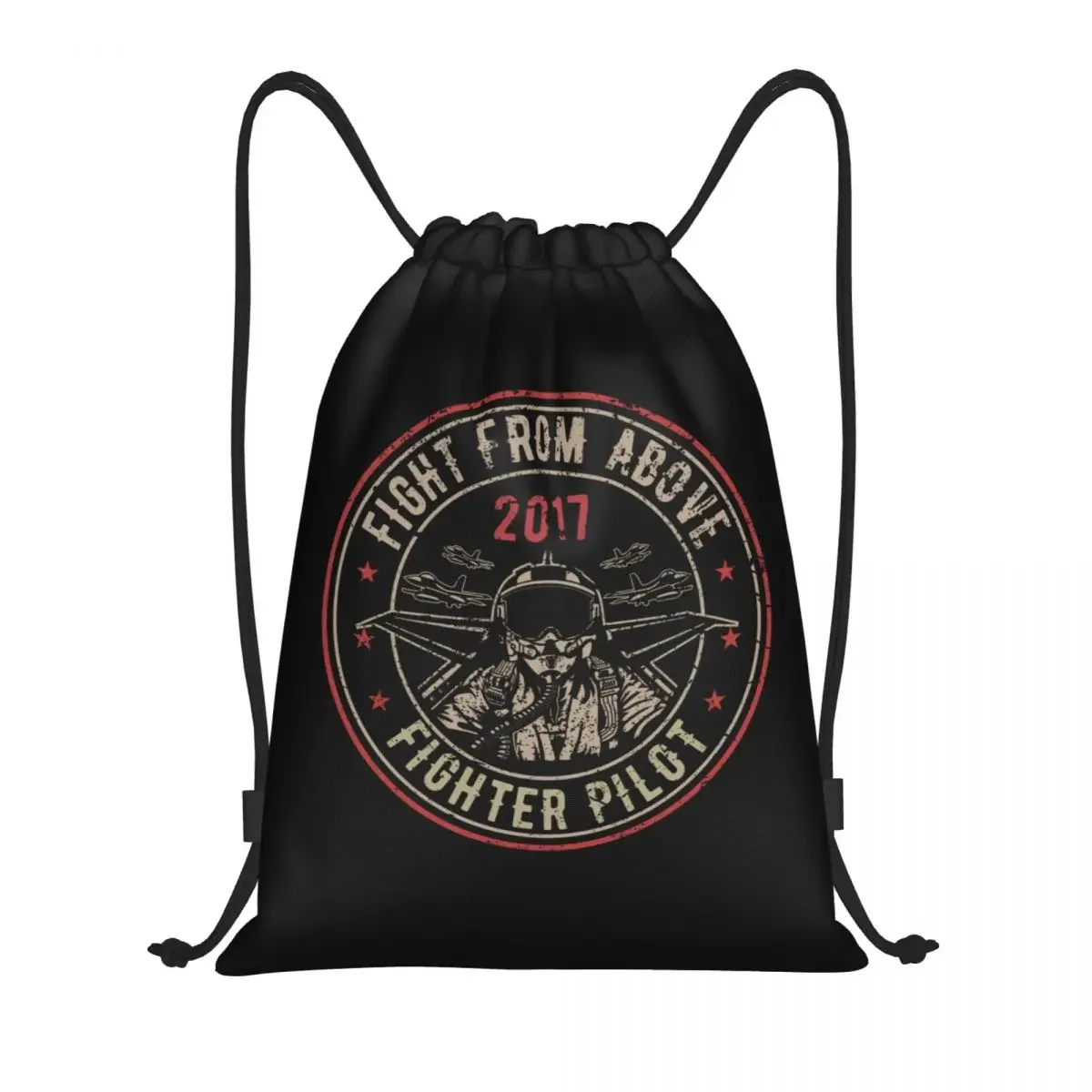 Custom Fight From Above Fighter Pilot Drawstring Backpack Bags Lightweight Aviation Airplane Gym Sports Sackpack Sacks