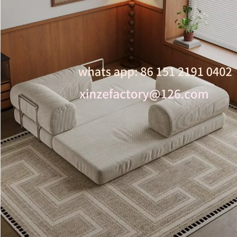 وحدة أريكة قماش عتيقة قابلة للتخصيص، شقة صغيرة، غرفة معيشة، صف مزدوج ثلاثي مستقيم، قابل للطي، ثنائي الغرض
