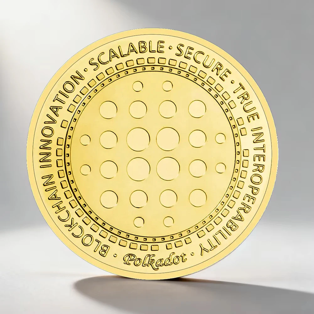 1Pcs Polkadot Gold Plated Crypto Coin Physical Cryptocurrency BlockChain Innovation Souvenir Gift Commemorative Coin