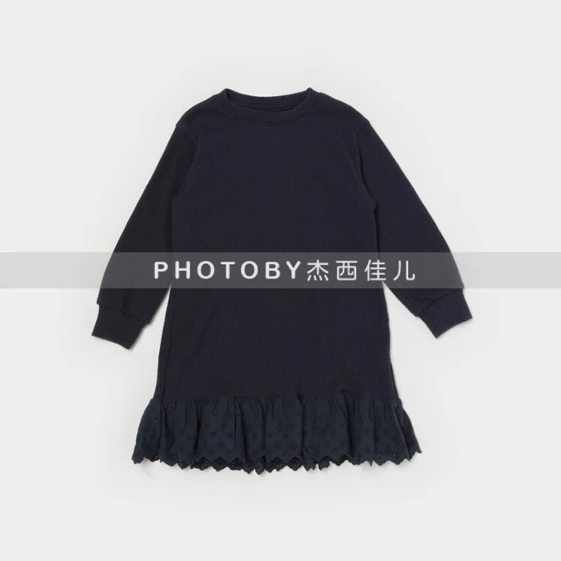 الفتيات الخريف الشتاء الهراء فستان 2025 جديد الكورية المألوف بسيط عادية اليومية بلون المرقعة فستان بكم طويل #3