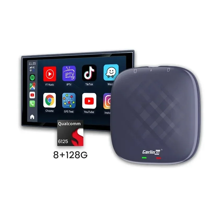 

New Carlinkit Portable Wired Carplay to Wireless Apps Dongle Tv Ai Box 128Gb Car Play Android Auto Adapter
