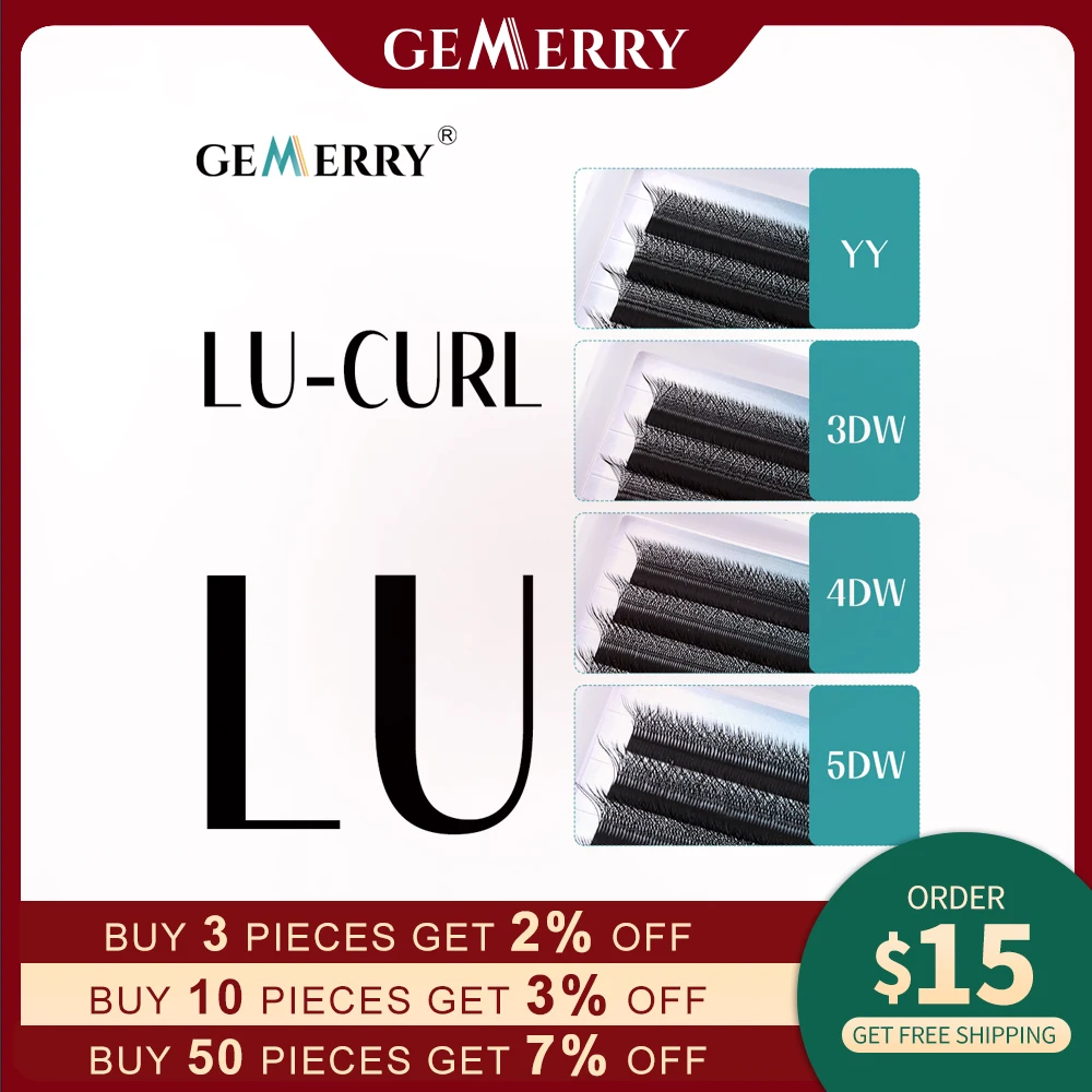 Gemerry YY/3D/4D/5D W Shape Eyelash Extensions L/LU Curl Premade Volume Fans Soft Faux Mink Natural Lashes Easy Faning Eyelashes