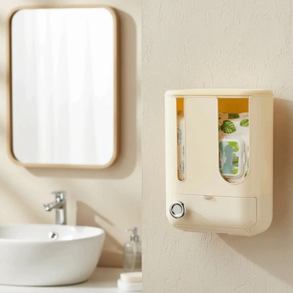 

Настенная коробка для салфеток 3 в 1, пластиковая полка для хранения мешков для мусора большой емкости, утолщенная компактная коробка для хранения влажных салфеток